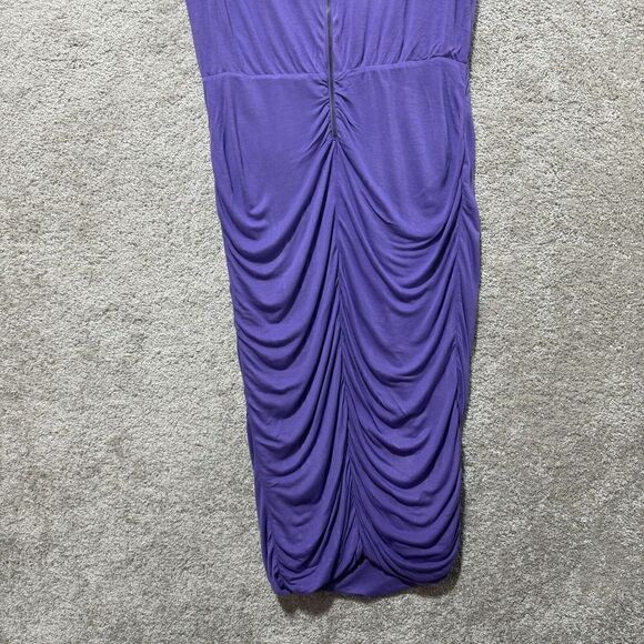 Alice + Olivia Sheath Dress Purple V Neck Women's Large Draped Zipper Back Rayon - Picture 11 of 12